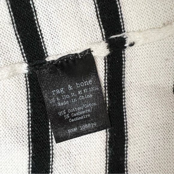 RAG & BONE Cashmere Cotton Striped Knit V-Neck Long Sleeve Pullover Sweater XS - Picture 6 of 6